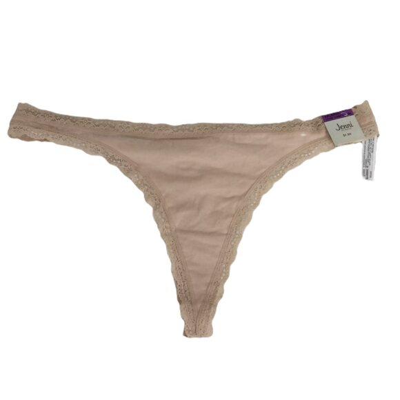 Jenni Women's Lace-Trim Thong Underwear 2XL XXL Chai Beige 3 Pairs - Picture 2 of 4